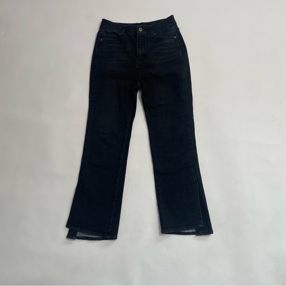 MAISON DE ROEM elastic waist black cropped mini flare jeans - Picture 1 of 8